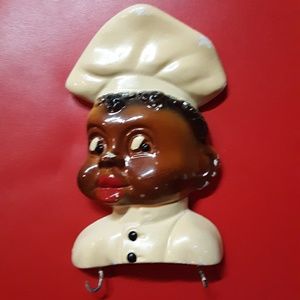 Vintage Chalkware Black Americana Cook Wall Hanger